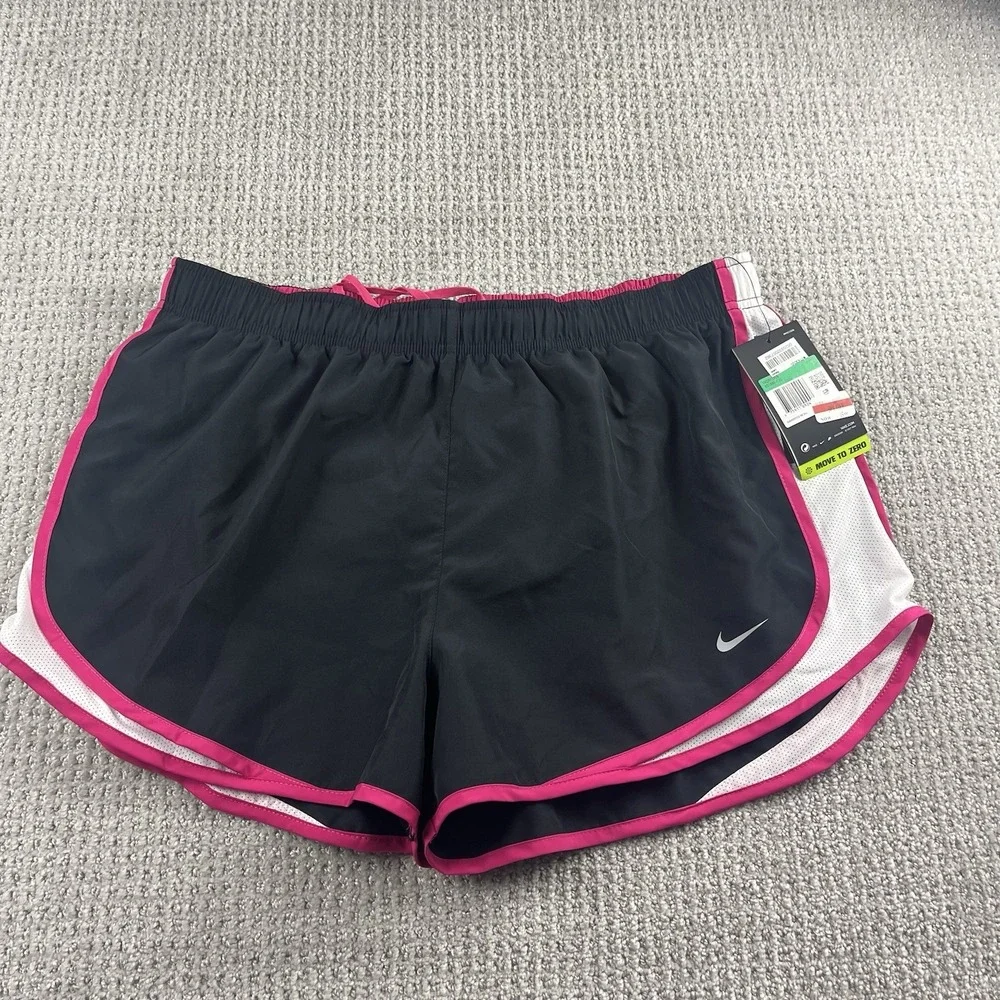Nike Dri-FIT Tempo Womens Running Shorts Black Pink Brief Lined 831558 XL NWT